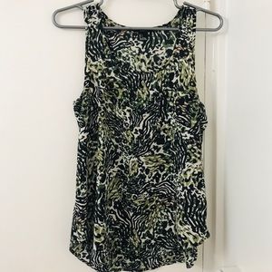 Forever 21 olive green, black & white tank top